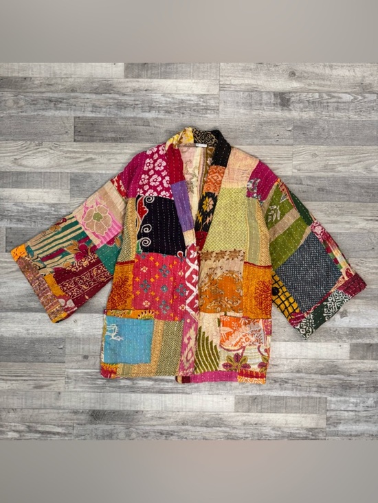 Sevya Handmade Jackets & Blazers - Sevya Kantha Patchwork Kimono Sleeve Handmade One Size Jacket Q21